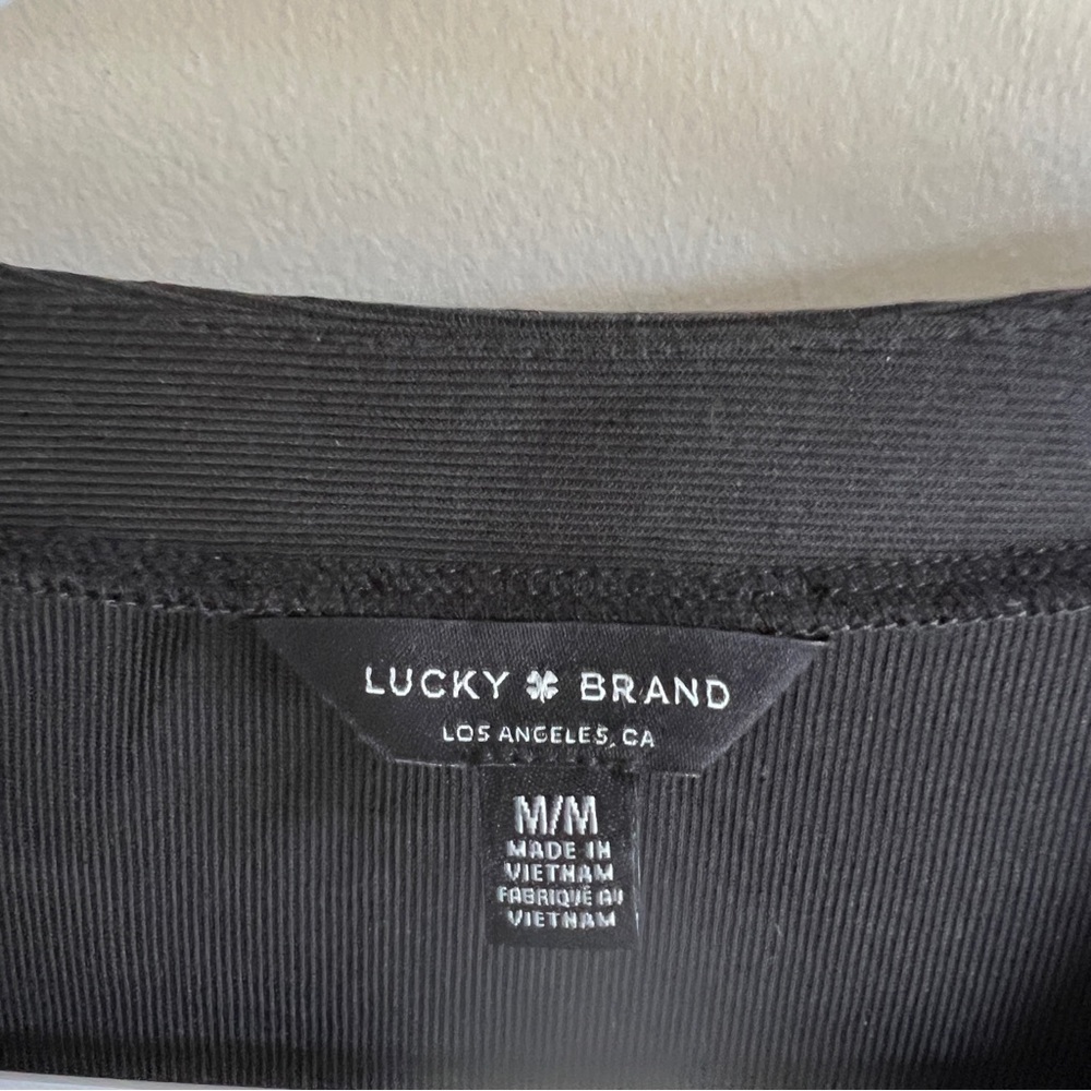 Lucky Brand Black Ribbed Long Sleeve Henley Top - Picture 5 of 5